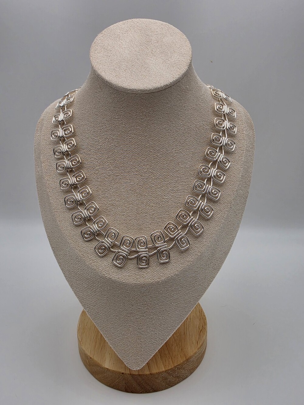 Taxco Traditions Sterling Silver Double Swirl Necklace by Dominique Dinouart
